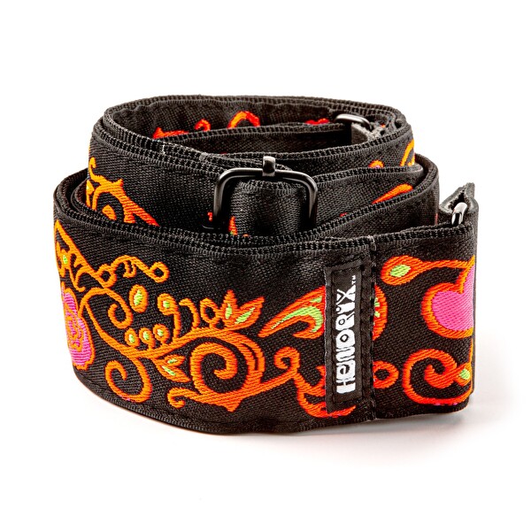 Jim Dunlop JH23 Jimi Hendrix Siyah Işıkta Parlayan Monterey Turuncu Gitar Askısı
