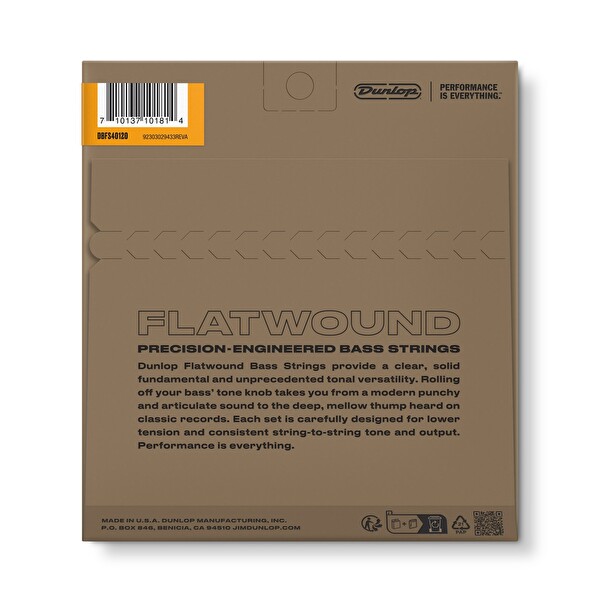Jim Dunlop DBFS40120S Paslanmaz Çelik Flatwound Bas Gitar Teli 40-120