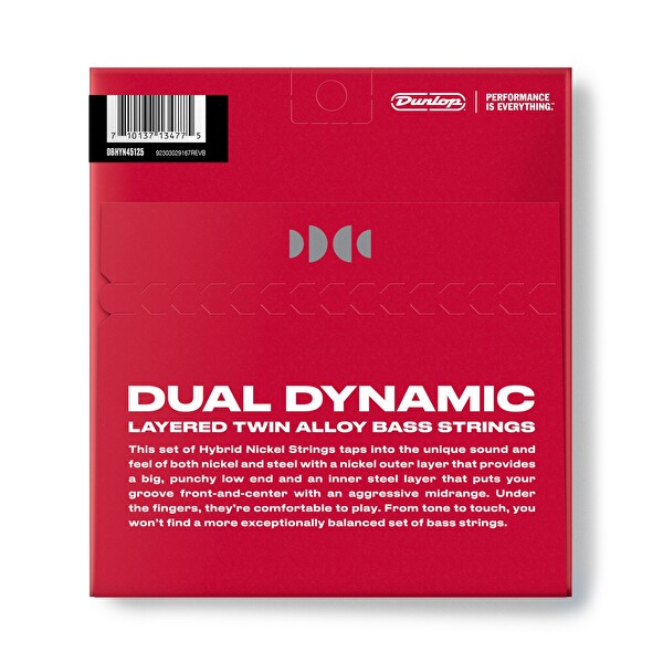 Jim Dunlop DBHYN45125 Hybrid Nickel Bas Gitar Teli 45-125