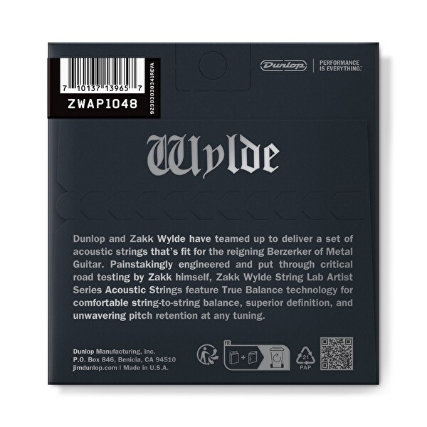 Jim Dunlop Zakk Wylde String Lab Akustik Gitar Teli 10-48