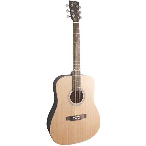 SX SD204GTBK Dreadnought Akustik Gitar Parlak Natural