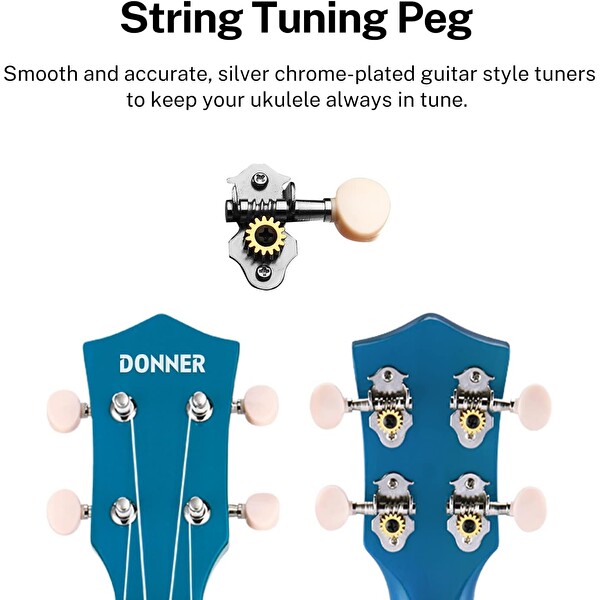Donner DUS-10B Küçük Boy Ukulele Seti Mavi
