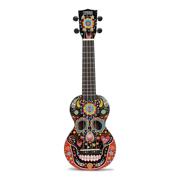 Mahalo Art Serisi Küçük Boy Ukulele Black Skull - Kuru Kafa Desenli
