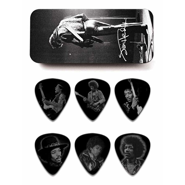 Jim Dunlop Jimi Hendrix Gümüş Portre 6'lı Pena Seti Orta