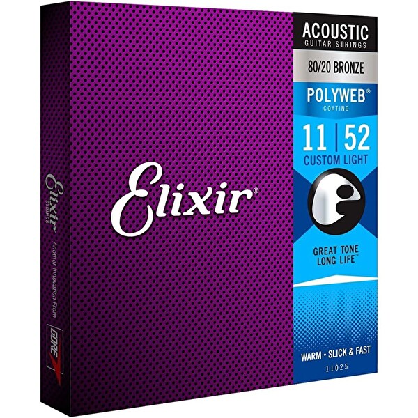 Elixir 11025 Polyweb Fosfor Bronz Özel Hafif Akustik Gitar Teli 011-052