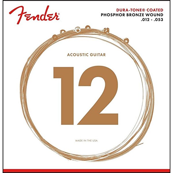 Fender 860L Dura-Tone Kaplamalı Fosfor Bronz 12-53 Akustik Gitar Teli