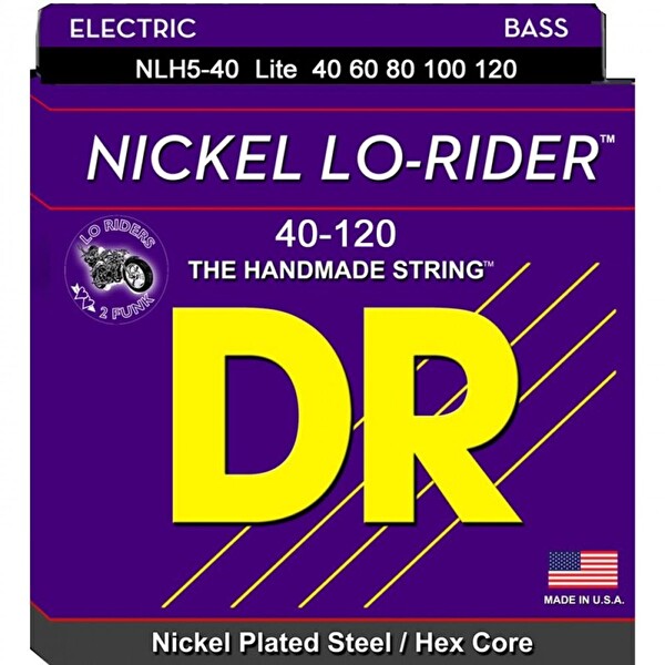 DR NLH5-40 Nickel Lo-Rider 5 Telli Bas Gitar Teli Hafif 40-120