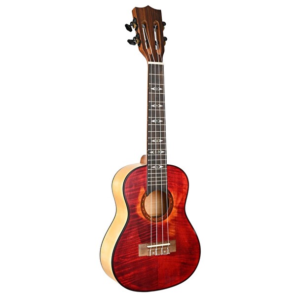 Dmx Flame Serisi Konser Boy Ukulele Cherry Flame - Vişne Rengi