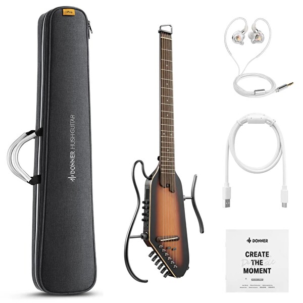 Donner Hush-I Pro Elektro Akustik Gitar Sunburst