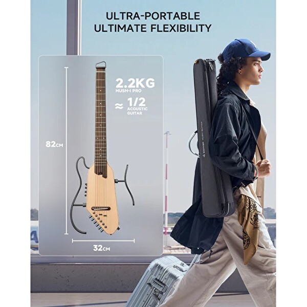 Donner Hush-I Pro Elektro Akustik Gitar Natural Ladin - Doğal Ladin