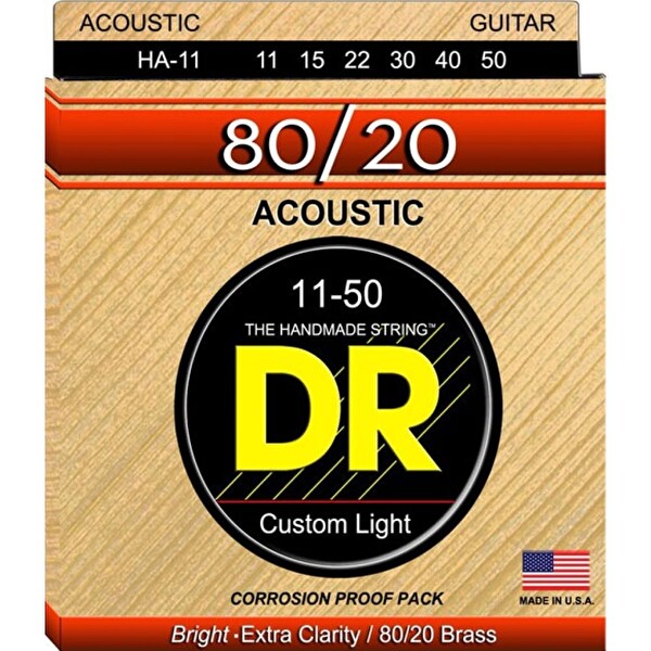 DR HA-11 Hi-Beam 80/20 Akustik Gitar Teli Özel Hafif 11-50