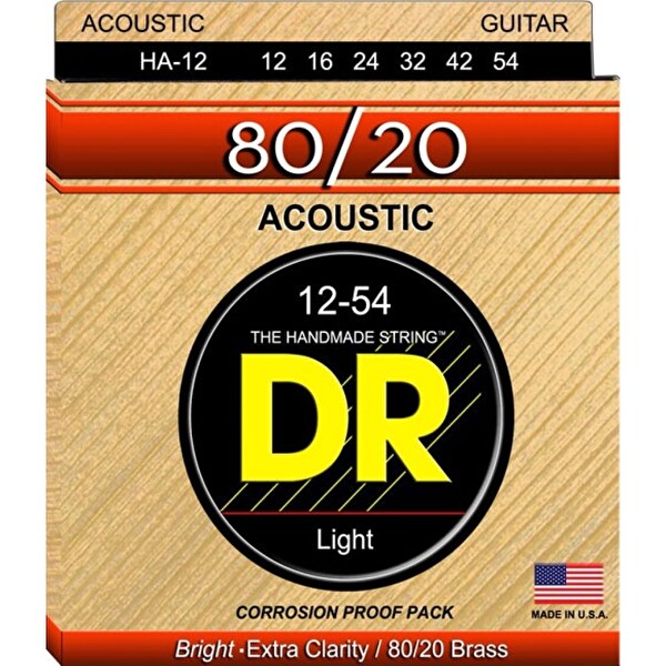 DR HA-12 Hi-Beam 80/20 Akustik Gitar Teli Hafif 12-54