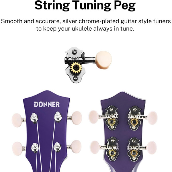 Donner DUS-10P Küçük Boy Ukulele Seti Mor