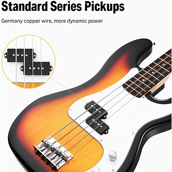 Donner DPB-510S Bas Gitar Paketi Sunburst
