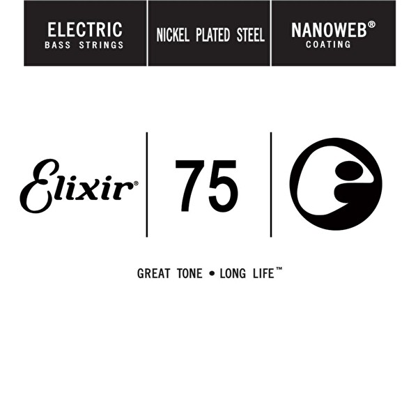 Elixir Nanoweb Uzun Ölçekli Kaplamalı Tek Bas Gitar Teli - 0.075