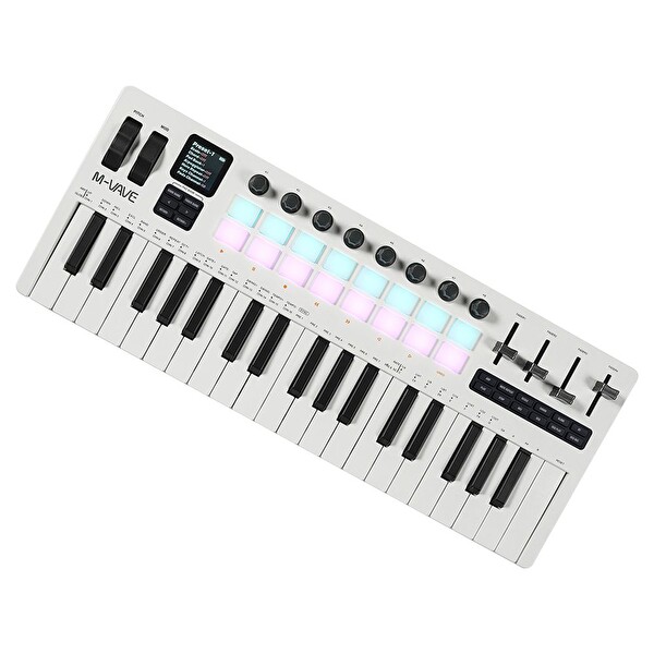 M-Vave SMK-37 PRO 37 Tuşlu Aftertouch Midi Klavye - Beyaz
