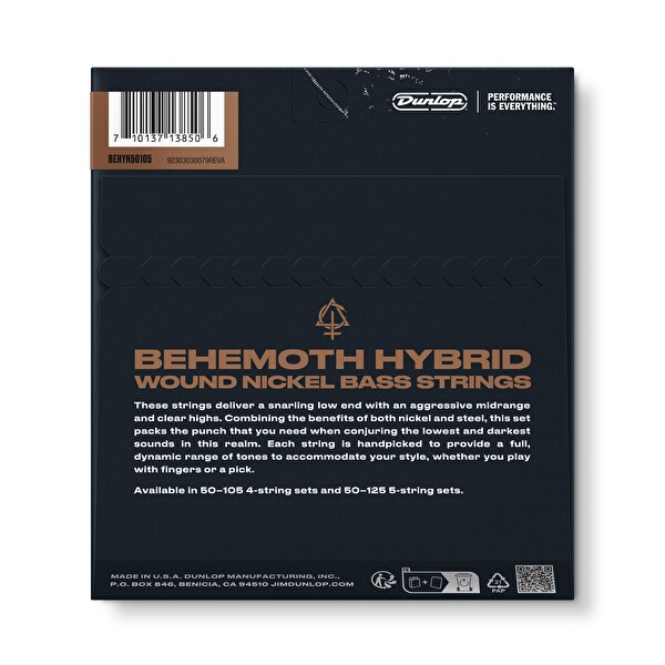 Jim Dunlop Behemoth Hibrit Sarımlı Nikel Bas Teli 50-105