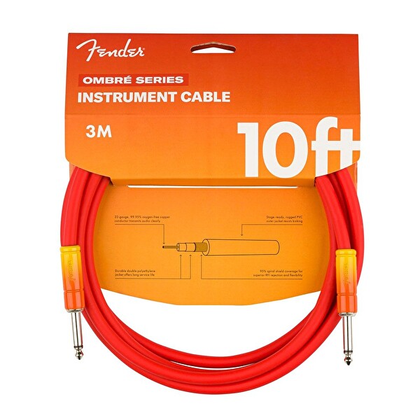 Fender Ombre Tequila Sunrise Düz - Düz Uçlu Enstrüman Kablosu 3 M