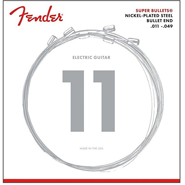 Fender Super Bullet Nikel Kaplamalı Çelik Mermi Uçlu Elektro Gitar Teli Seti 0.011-0.049