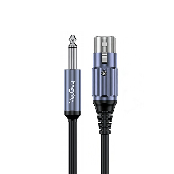 VegGieg 6.35mm to XLR Dişi Mikrofon Kablosu Hi-Fi Ses Kalitesi OFC Bakır Enstrüman Ses Kablosu - 5 Metre
