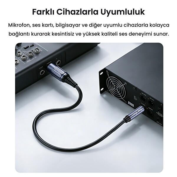VegGieg 6.35mm to XLR Dişi Mikrofon Kablosu Hi-Fi Ses Kalitesi OFC Bakır Enstrüman Ses Kablosu - 5 Metre