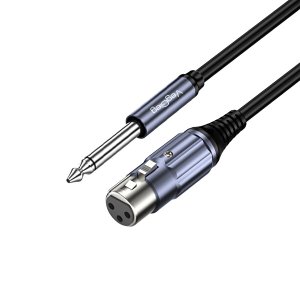 VegGieg 6.35mm to XLR Dişi Mikrofon Kablosu Hi-Fi Ses Kalitesi OFC Bakır Enstrüman Ses Kablosu - 5 Metre