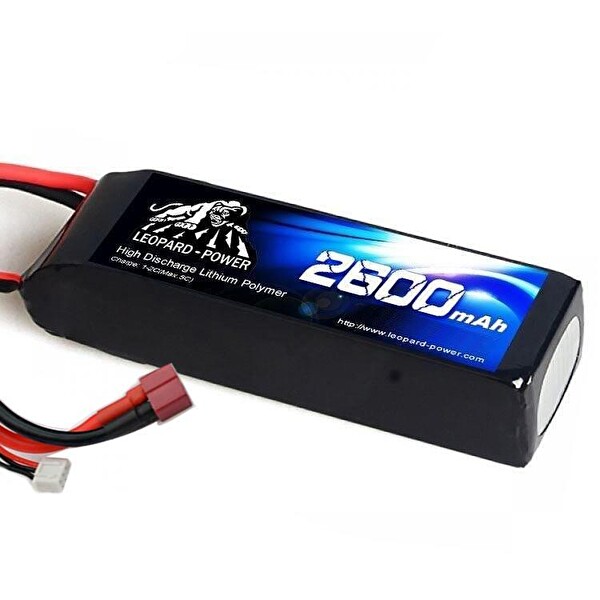 Leopard Power 2600 mAH 11.1V 3S 25C Lityum Polimer Lipo Pil T Plug Batarya
