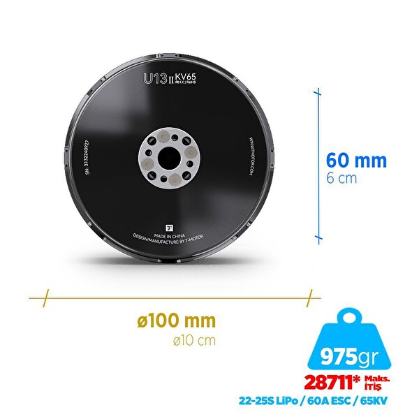T-Motor U Power U13II 65KV Brushless Fırçasız UAV Motor Multikopter Multi-rotor Quadcopter Hexacopter Drone