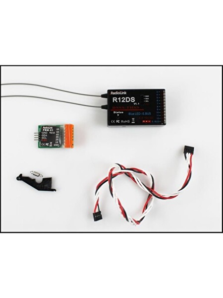 Radiolink AT10II 2.4 Ghz 12 Kanal DSSS/FHSS Radio Kontrol Uzaktan Kumanda +R12DS Alıcı+PRM-01 Telemetri Sensörü Turuncu