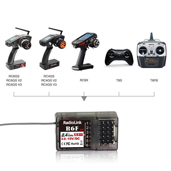 Radiolink R6F 6 Kanal RC6GS-RC4GS-T8FB-T8S İle Uyumlu Uzaktan Kumanda Alıcısı