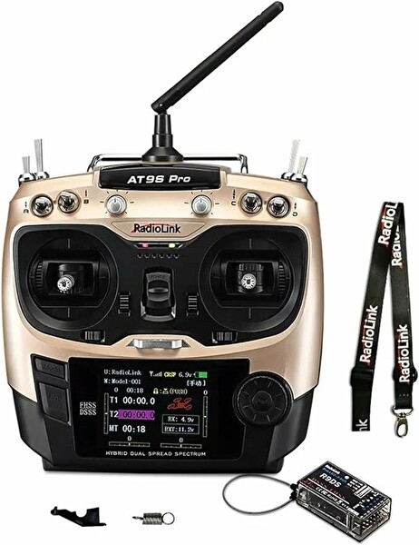 Radiolink AT9S Pro 2.4 Ghz 10/12 Kanal DSSS/FHSS Radio Kontrol Uzaktan Kumanda +R9DS Alıcı w/TBS Crossfire Altın