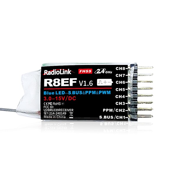 Radiolink R8EF 8CH 8 Kanal Uzaktan Kumanda Alıcısı Receiver 2.4G w/SBUS+PPM+PWM (T8FB&T8S İle Uyumludur)