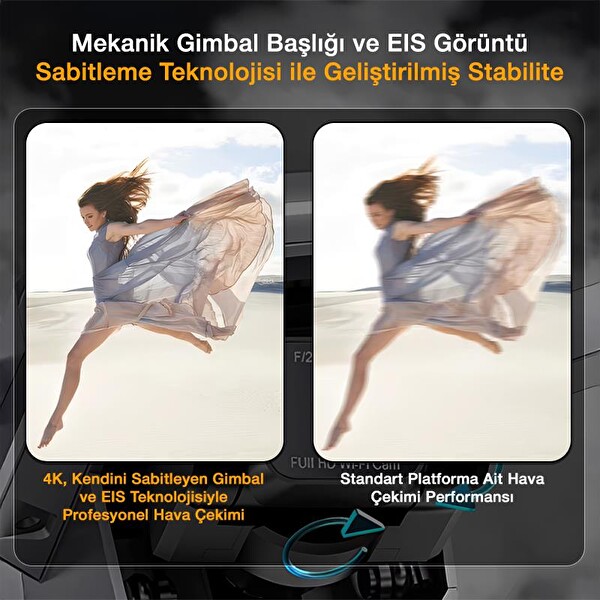 SJRC F5S Pro+ Plus 4K + 3.5KM Menzil + 30 Dakika Uçuş Süresi + Çanta+EIS Gimbal + Takip Modu Kameralı Drone Seti