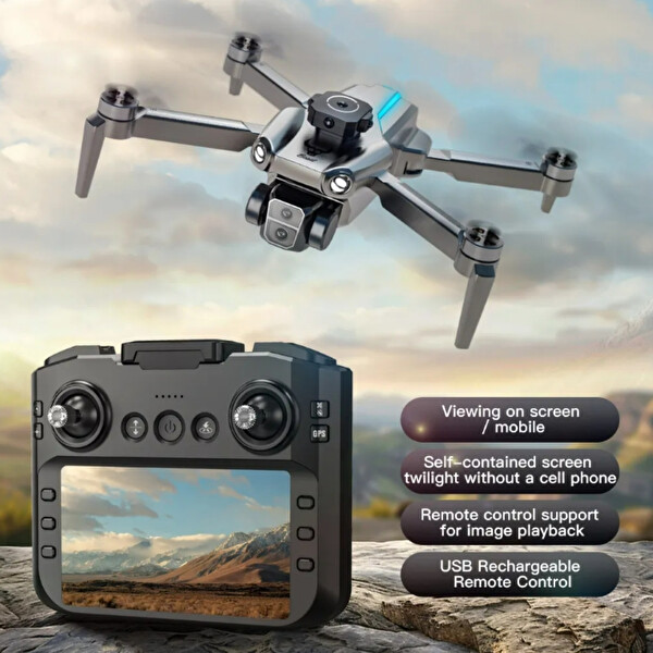 Hzl Store T7 Pro Drone 4K Çift Kameralı GPS WiFi FPV 360° Engel Algılama Katlanabilir Drone