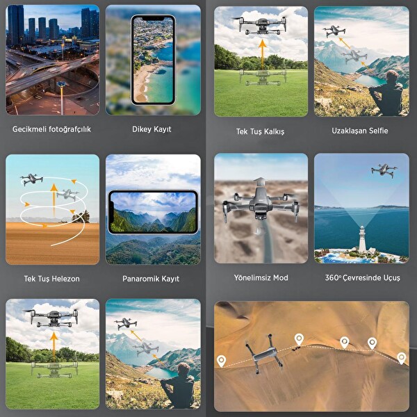 SJRC F22 S2 Plus XR 4K Ekranlı Kumanda-6KM Menzil-Çarpışma Sensörü-40 Dakika Uçuş Süresi-Çanta-EIS Gimbal Drone Seti