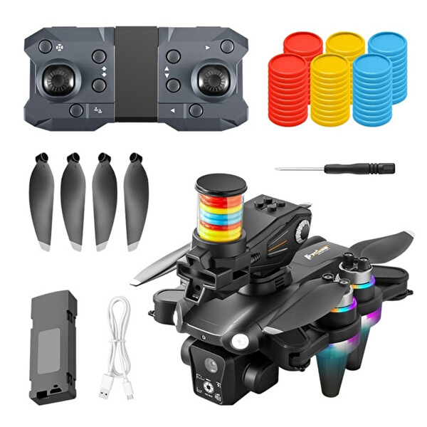 Hzl Store K22 WiFi HD Çift Kameralı Fırçasız Motorlu Katlanabilir Drone - Frizbi Uçan Disk Fırlatma Özellikli