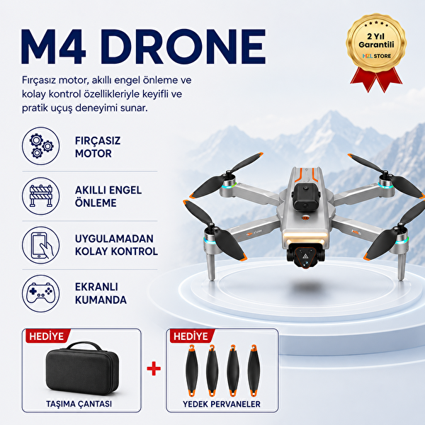Hzl Store M4 Aerial Engel Tanıma Sensörlü Katlanabilir Drone
