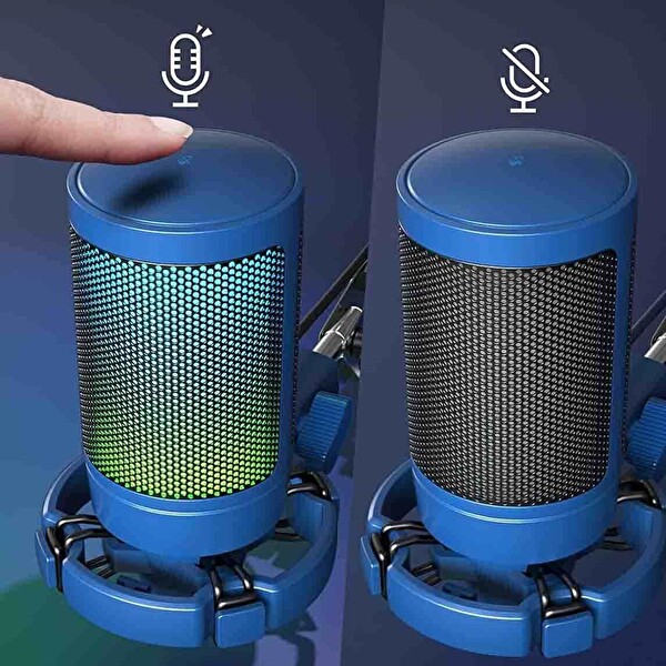 Fifine Ampligame A6V Yayıncı - Oyuncu - Gamer - Podcast - Youtuber RGB USB Mavi Mikrofon