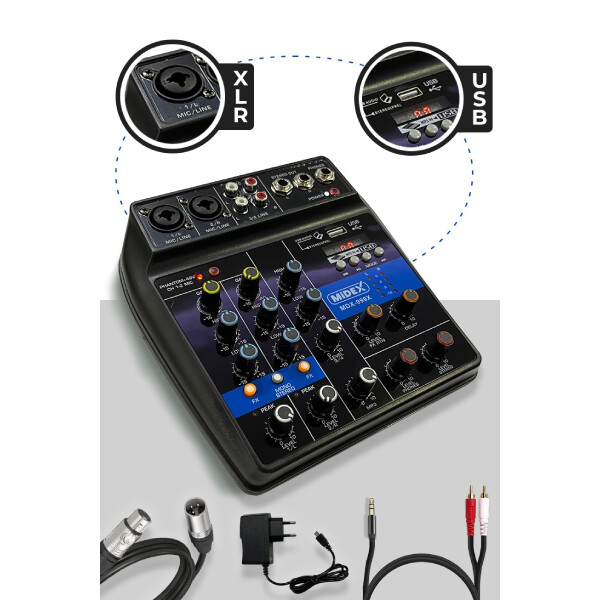 Midex CX1 Mixer Set Condenser Mikrofon Ses Kartlı Mikser + Stand + Filtre