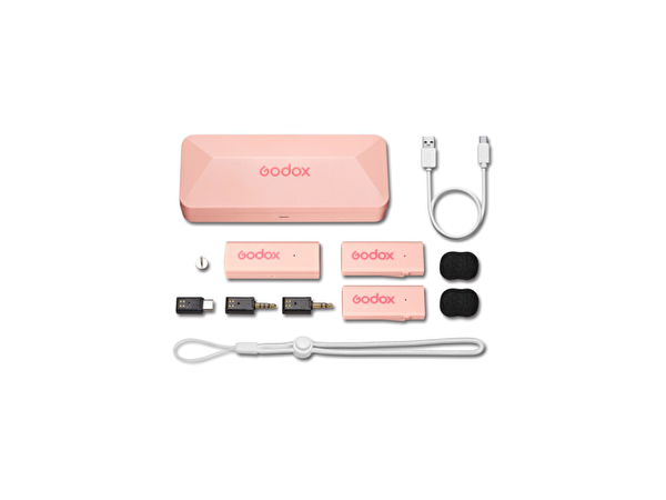 Godox MoveLink Mini Kablosuz Type-C Uyumlu Pembe Mikrofon Kit 2