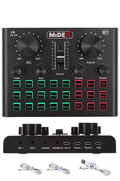 Midex Midex VS8 Plus Canlı Yayın Ses Kartı Efektli Radyo Mikseri