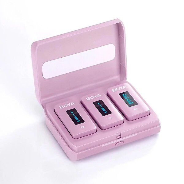 Boya BY-XM6-K2P Kablosuz İkili Pembe Yaka Mikrofonu