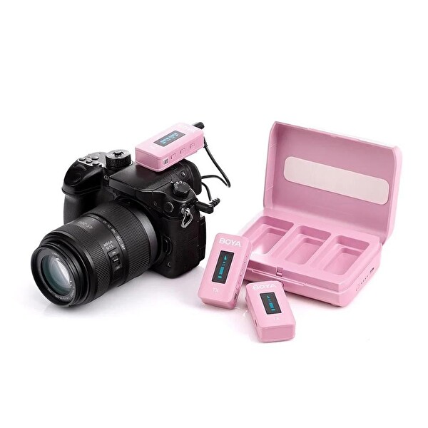 Boya BY-XM6-K2P Kablosuz İkili Pembe Yaka Mikrofonu
