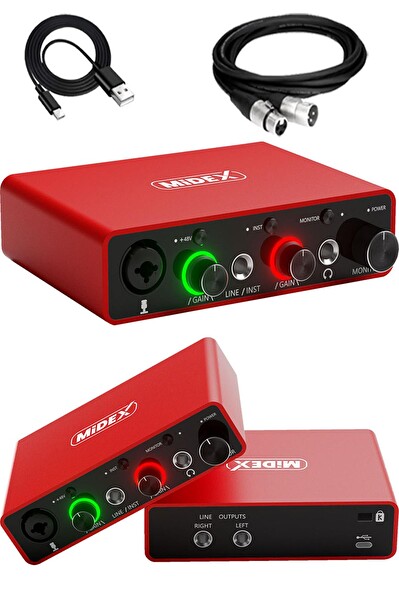 Midex Central-RD Pack-2 Stüdyo Kayıt Ekipmanları GLX-700RD Ses Kartı CXN-30 Stüdyo Mikrofon