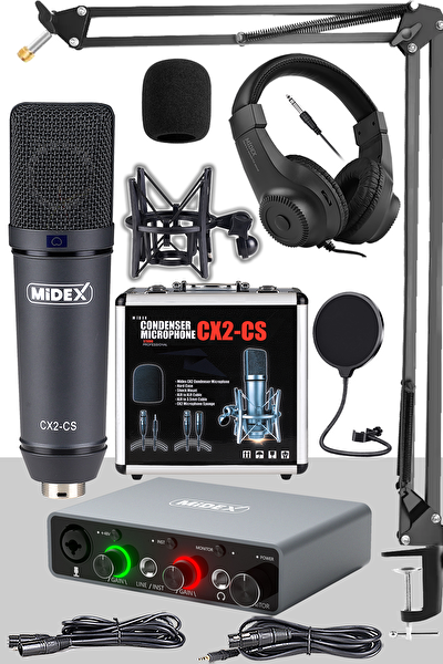 Midex Midex Exclusive Paket-3 CX2 Mikrofon-GLX-700GR Ses Kartı Stüdyo Kayıt Seti