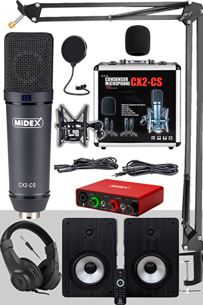 Midex Midex Exclusive Paket-6 Stüdyo Ekipmanları Seti (Monitör-Mikrofon-Ses Kartı ve Kulaklık)