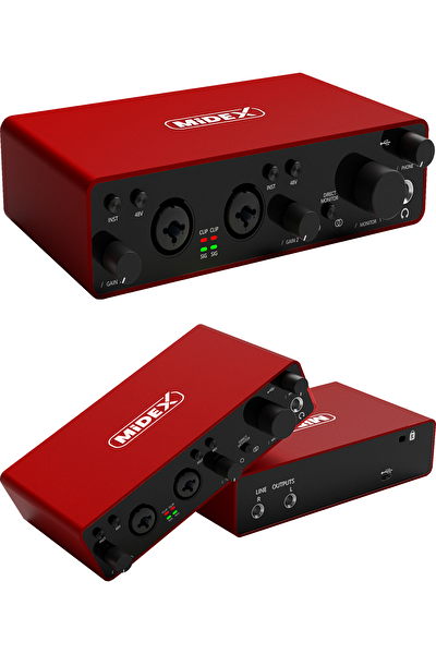 Midex Wizard Paket-5 Stüdyo Ekipmanları Seti (Monitör-Mikrofon-Ses Kartı-Kulaklık ve Midi Pad Controller)