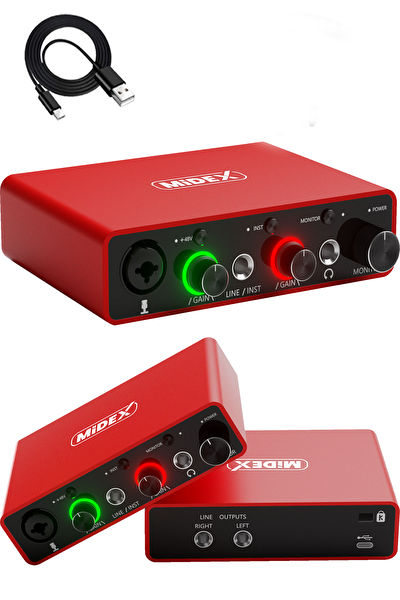 Midex Exclusive Paket-5 Stüdyo Ekipmanları Seti (Monitör-Mikrofon-Ses Kartı ve Kulaklık)