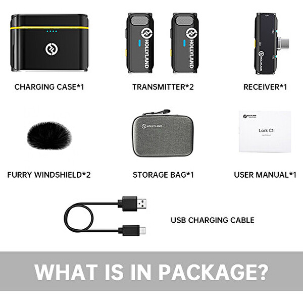 Hollyland Lark C1 Duo İkili Android Uyumlu Kablosuz Mikrofon Sistemi