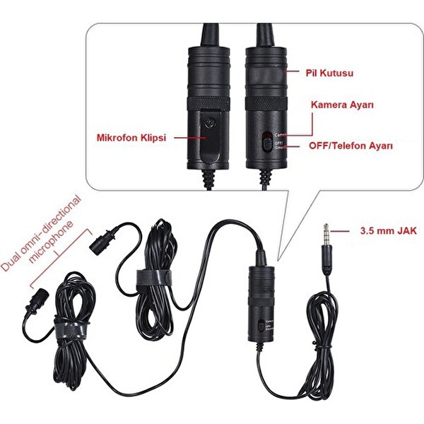 Daytona İkili Yaka Kondenser Ses Kayıt Youtuber Röportaj Mikrofonu